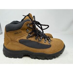 Brahma Work Boots Women 7.5 Blaze Brown Steel Toe Oil Resistant EUC